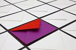 Glazed Tile Background Image Impressions: Composition with white and colored envelopes on the table
