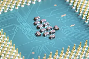 Computer Hardware Component Impressions: Computer chip cpu, close up, Computer technology