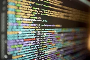 Data Security Risk Impressions: Computer html code on screen