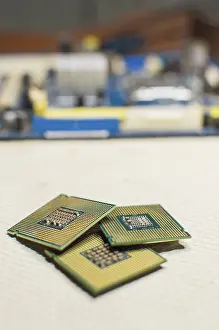 Electronic Components Impressions: Computer microprocessors, three computer processors
