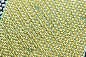 Printed Circuit Board PCB Impressions: Computer processor, contact feet