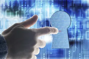 Secure Data Protection Concept Impressions: Concept for cracking a password or software code