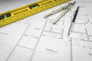 Real Estate Construction Plan Impressions: Construction level, engineer pencil