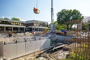 German Town Hall Architecture Impressions: Construction site, start of structural work