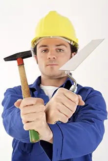 Male Construction Worker Impressions: Construction worker with tools