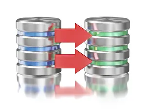 Data Transmission Symbol Impressions: Creative database backup copy concept