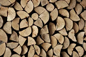 Firewood Stack Impressions: Cut firewood stack logs as pattern background