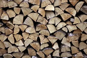 Firewood Stack Impressions: Cut firewood stack logs as pattern background