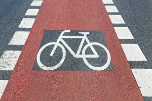 Road Safety Markings Impressions: Cycle path marking on a pavement