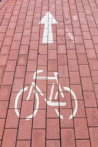 Cycle Path Markings Impressions: Cycle path marking on a pavement