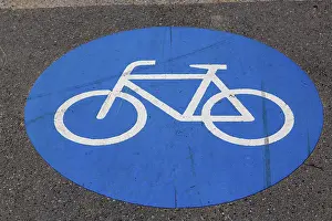 Road Safety Markings Impressions: Cycle path marking on a pavement