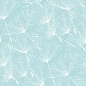Full Frame Blue Background Impressions: Dandelions floating over blue, vector seamless pattern