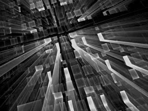 Artificial Intelligence Depiction Impressions: Dark blue technology background - abstract computer-generated image