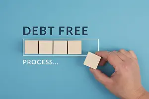 Empty Financial Market Scene Impressions: Debt free in process, loading bar