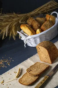 Baked Goods Impressions: Delicious rye bread on the table
