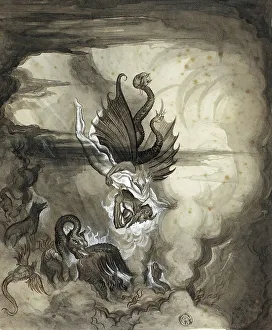Deserted Landscape Artwork Impressions: Descent into Hell, Devil and Monsters