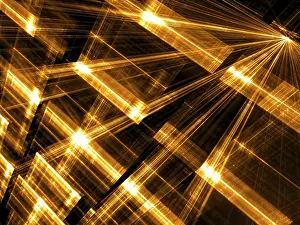 Abstract Technology Background Impressions: Diagonal lights wall - abstract computer-generated image