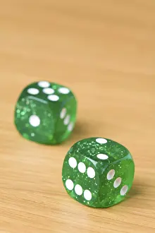 Dice Game Impressions: Dice on a table, two and five