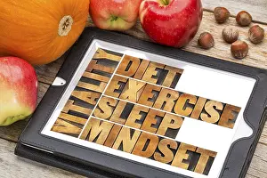 Vintage Letterpress Typography Impressions: Diet, sleep, exercise