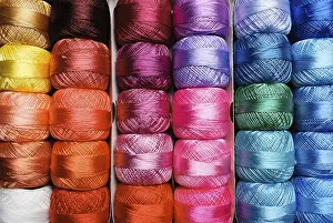 Prismatic Colors Impressions: Different color threads on rows in the store