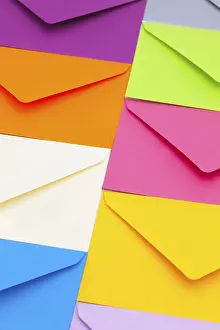 Post Office Supplies Impressions: Different colored envelopes on the table