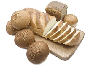 Isolated White Background Impressions: Different types of bread isolated on white