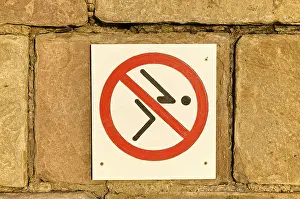 Deserted Swimming Pool Impressions: No diving, sign
