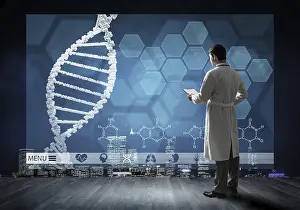 Medical Concept Image Impressions: Doctor faces digital interface