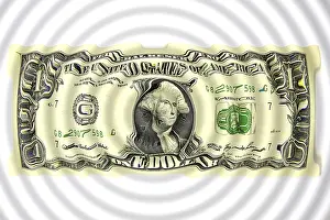 Empty Capital Market Scene Impressions: A dollar note graphically altered or distorted as a wave