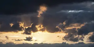 Deserted Greek Beach Impressions: Dramatic clouds, sunset, Cyclades