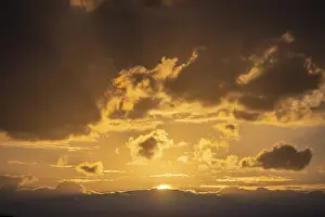 Deserted Greek Landscape Impressions: Dramatic clouds, sunset, Cyclades
