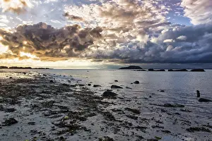 Cloudy Evening Sky Scotland Impressions: Dramatic cloudy sky over coastline