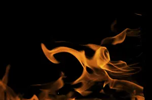 Empty Deserted Landscape Photo Impressions: Dramatic flames against A dark background