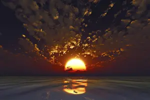 Orange Coloured Sky Impressions: Dramatic red sunset over sea