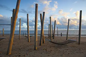 Deserted Danish Coast Impressions: Dramatic sunset on the empty beach
