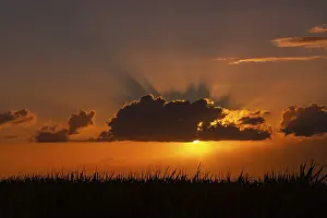 Mauritius Sunset Impressions: Dramatic sunset behind clouds at Chebel