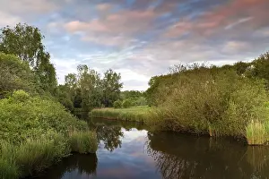 Blurred Motion Photography Impressions: Dramatic sunset over river between trees