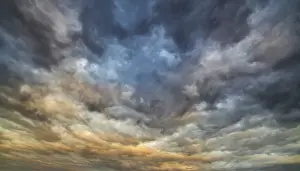Dramatic Thunderstorm Atmosphere Impressions: Dramatic thunderstorm atmosphere after sunset