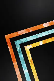 Abstraction Géométrique Impressions: Œuvre abstraite géométrique dynamique avec des formes rectangulaires superposées en inks orange