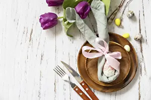 Easter Table Setting Impressions: Easter table setting with painted eggs