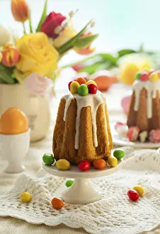 Colorful Easter Eggs Impressions: Easter table setting with spring flowers