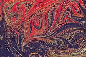 Uninhabited Landscape Art Impressions: Ebru marble effect pattern design for print