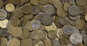 Deserted Bank Scene Impressions: Euro Coins Falling