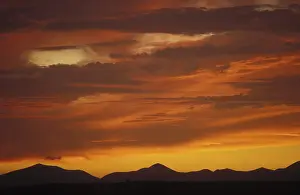 Overcast Sky With Mountains Impressions: Evening sky, dramatic, red, clouds
