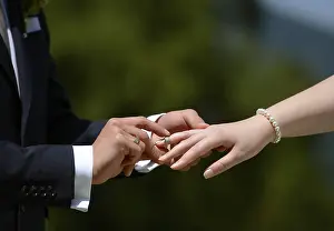 Daytime Wedding Celebration Impressions: Exchanging wedding ring