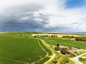Drone Photography UK Impressions: Fields and Windmill from a drone