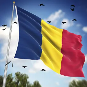 Tchad Impressions: Drapeau du Tchad, C'est une image générée par ordinateur et rendue en 3d.