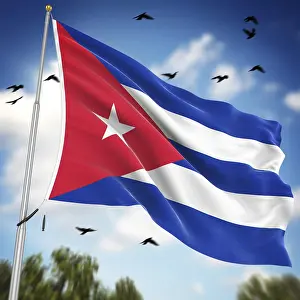 Latin America Flags Impressions: Flag of Cuba, This is a computer generated and 3d rendered image