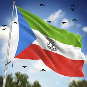 Equatorial Guinea Flag Impressions: Flag of Equatorial Guinea, This is a computer generated and 3d rendered image
