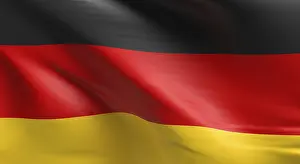 Central Europe Flags Impressions: Flag of Germany using as background, 3d rendering